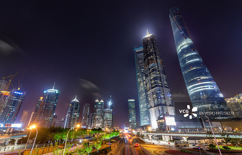 上海浦东现代城市夜景图片素材