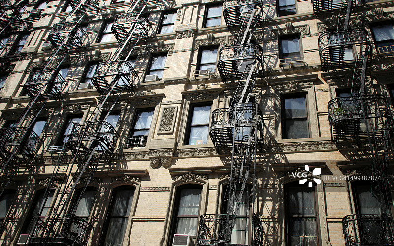 纽约曼哈顿消防梯立面图片素材