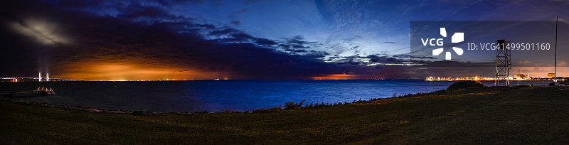瑞典林哈姆的厄勒海峡之夜图片素材