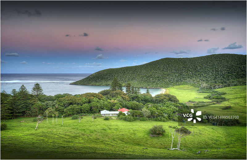 豪勋爵岛定居点海滩区域的初 dawn图片素材