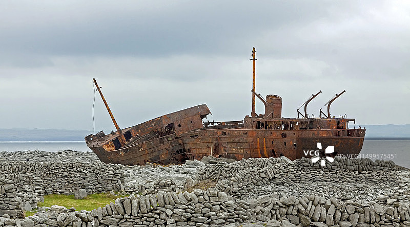 爱尔兰戈尔韦郡因希尔岛上的残骸图片素材