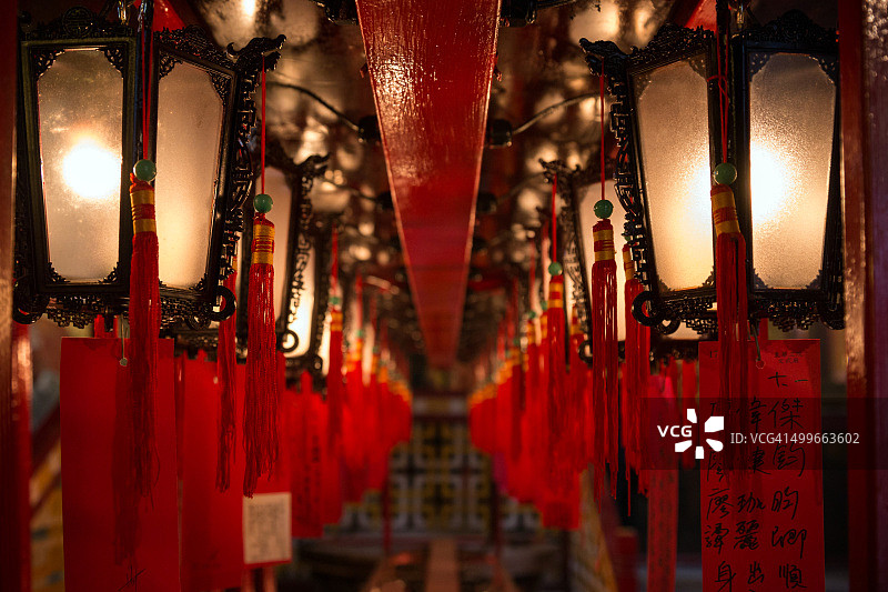 中国香港文武庙悬挂的灯笼图片素材
