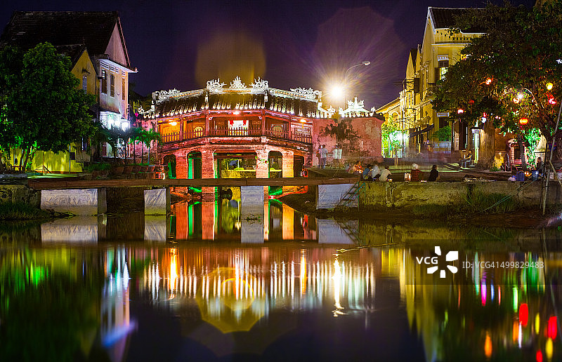 越南会安夜景日本桥图片素材