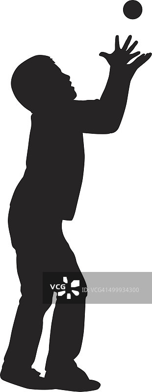 男孩接球图片素材