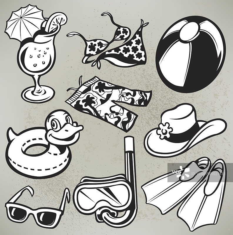 夏季海滩卡通元素图片素材