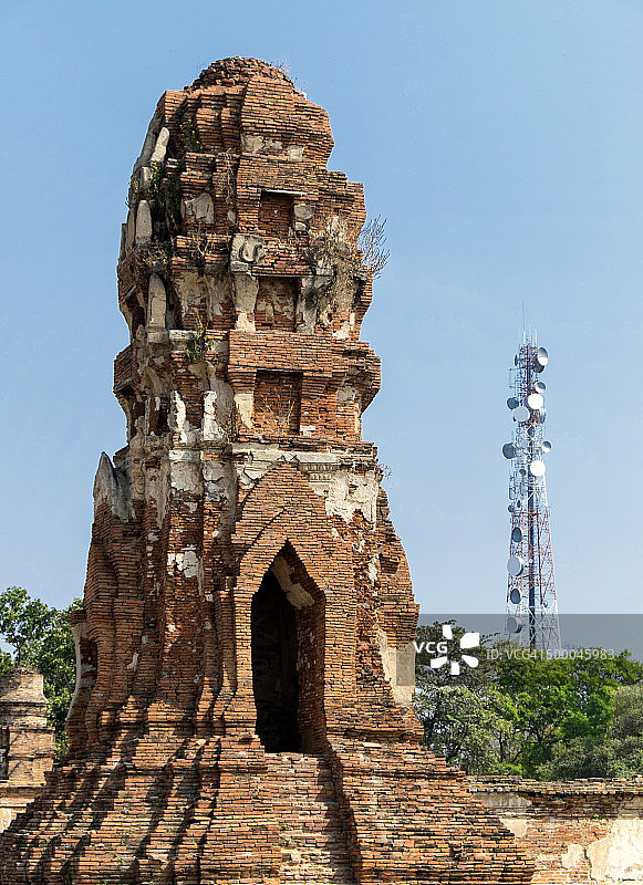 泰国阿瑜陀耶府玛哈泰寺遗址古迹图片素材