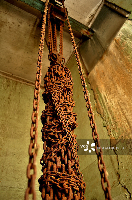 悬挂的生锈铁链图片素材