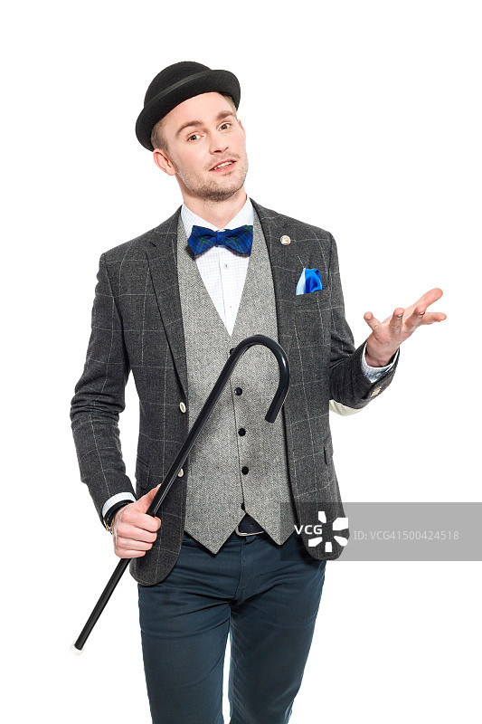 复古风格的优雅年轻男商人图片素材