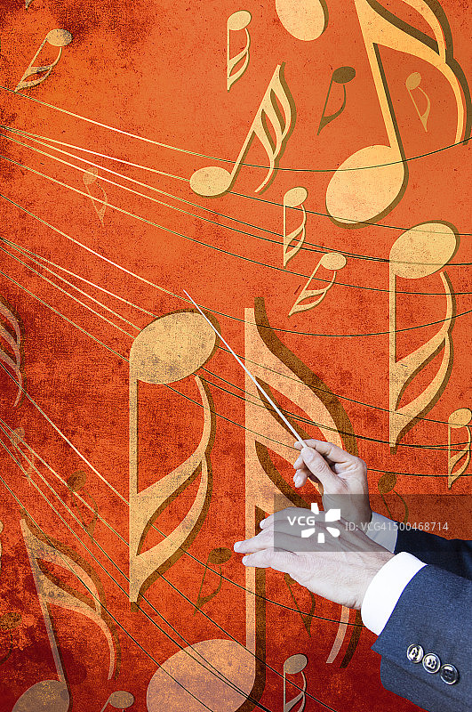 音乐指挥家的手和指挥棒图片素材