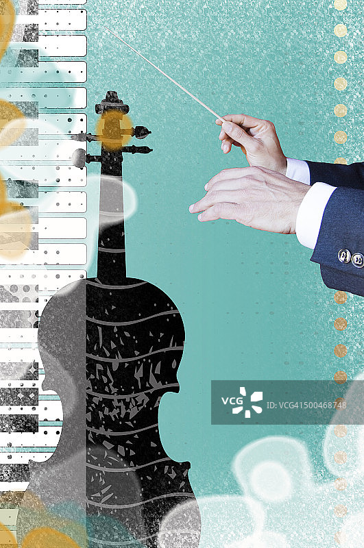 音乐指挥家的手和指挥棒图片素材