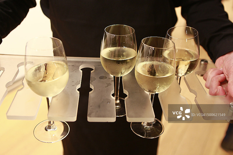 艺术展开幕式上的葡萄酒服务图片素材