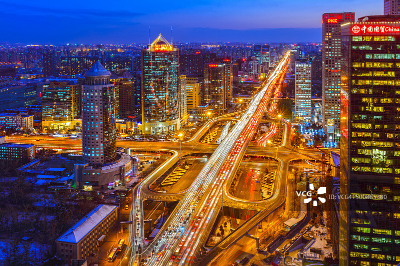 北京中央商务区立交桥之夜图片素材