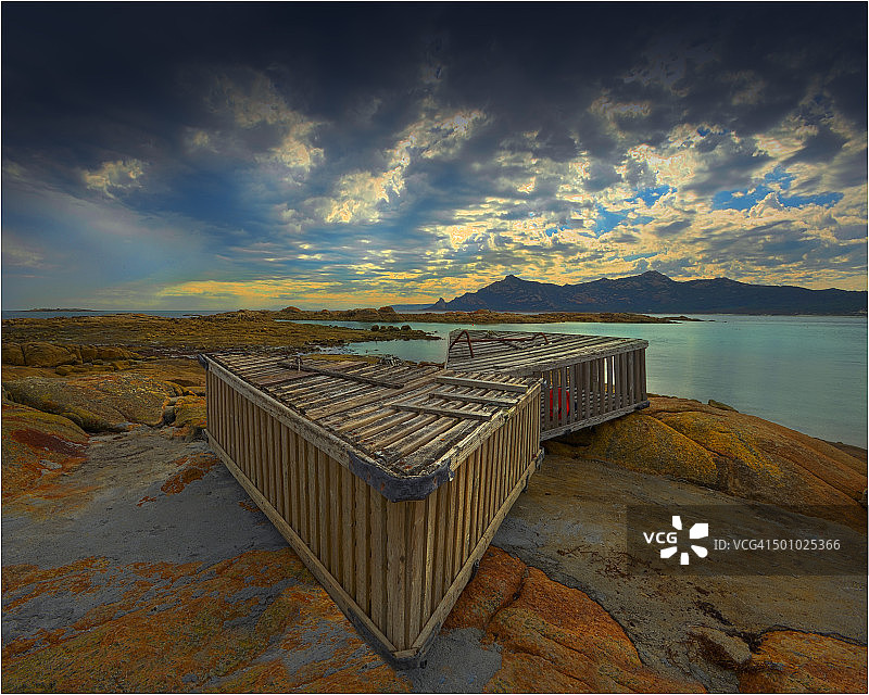 塔斯马尼亚弗林德斯岛龙虾笼图片素材