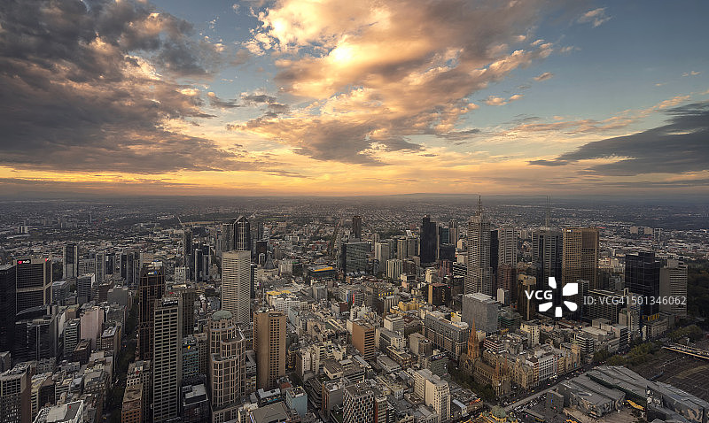 墨尔本城市天际线高视角图片素材