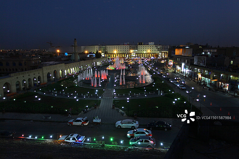 伊拉克北部埃尔比勒古城堡的城市景观图片素材