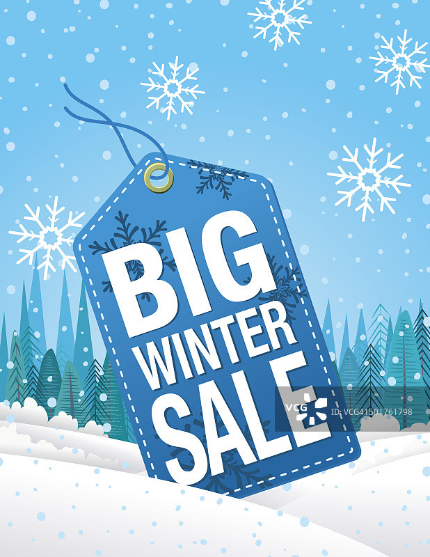 蓝色冬季促销标签广告图片素材