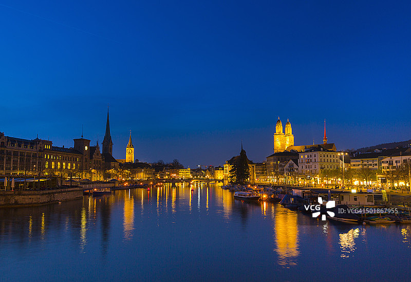 瑞士苏黎世利马特河、圣母教堂、大教堂图片素材