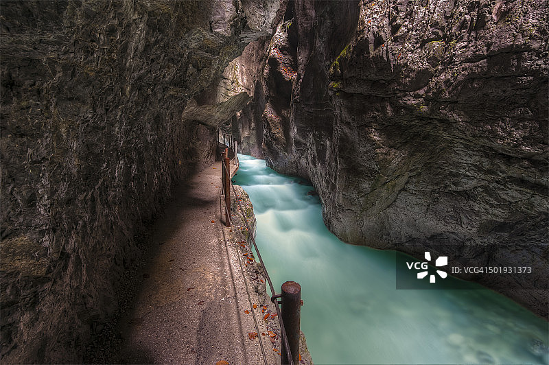 德国巴伐利亚，加米施-帕滕基兴附近的帕特纳赫峡谷图片素材