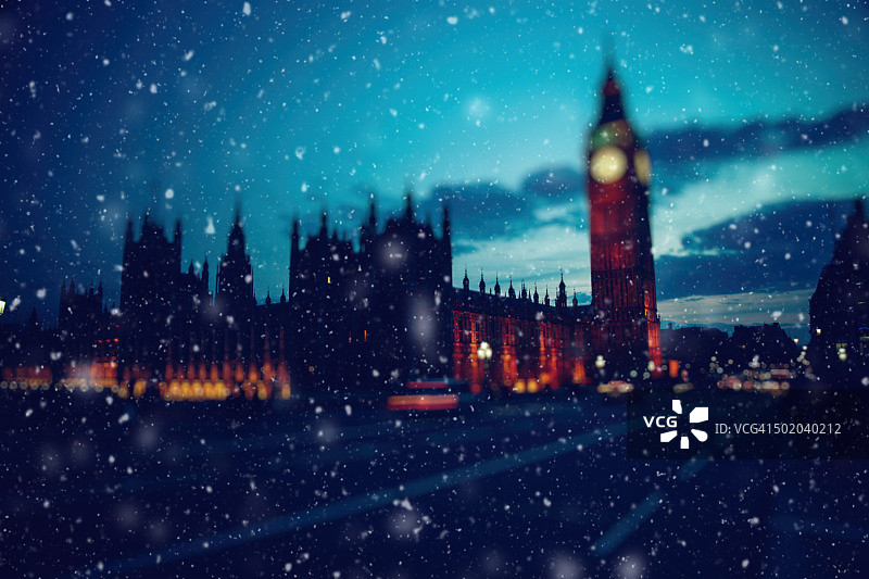 伦敦圣诞雪景图片素材