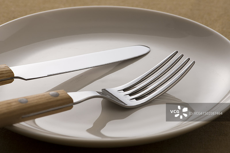 干净的不锈钢刀叉特写图片素材