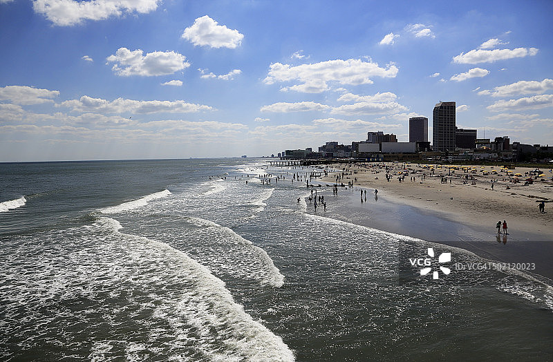 大西洋城海滨城市景观的海洋和海滩图片素材