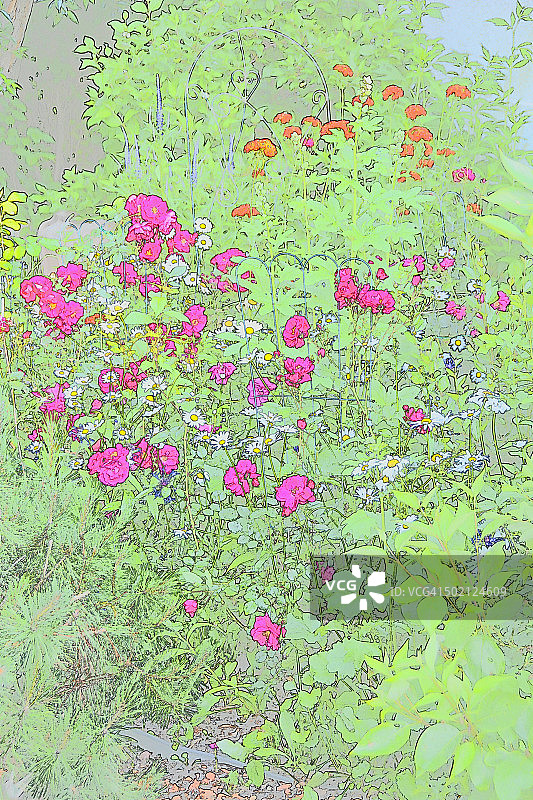 水彩花园图片素材