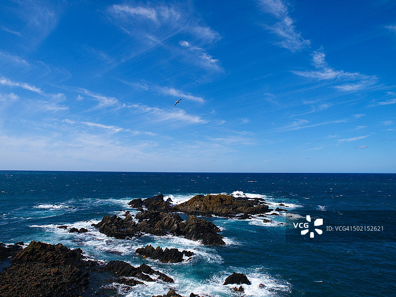 日本北海道多风天气下的海景图片素材