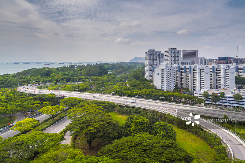新加坡住宅区和交通立交桥图片素材