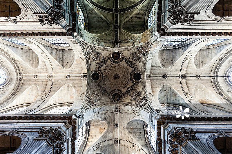 法国巴黎圣叙尔皮斯教堂天花板图片素材