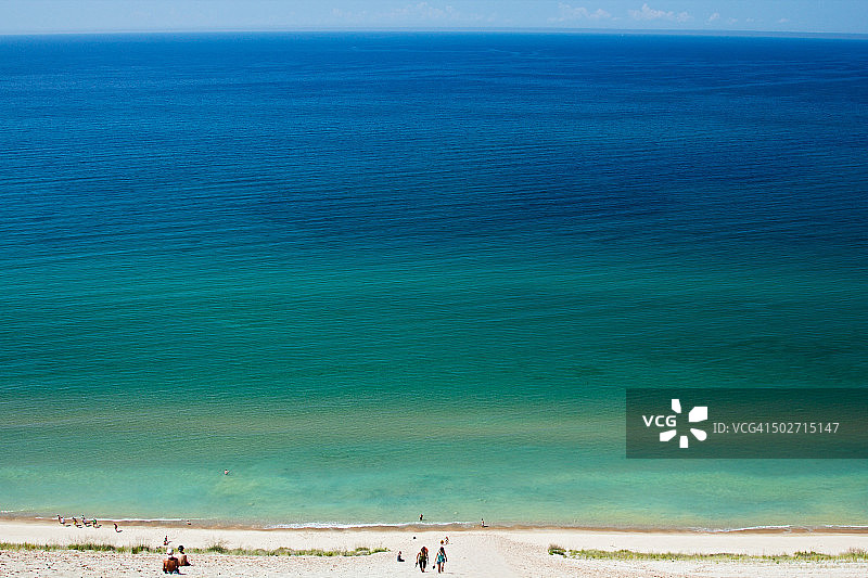 密歇根湖沙丘攀登图片素材