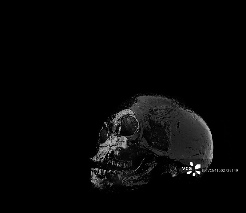 黑色背景上的骷髅头图片素材