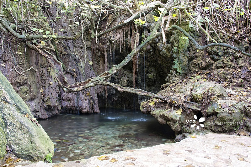 塞浦路斯帕福斯区阿卡玛斯半岛的阿芙洛狄忒浴池图片素材