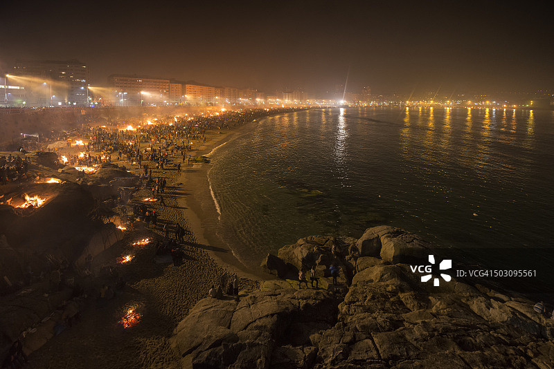 科鲁尼亚的圣约翰篝火图片素材