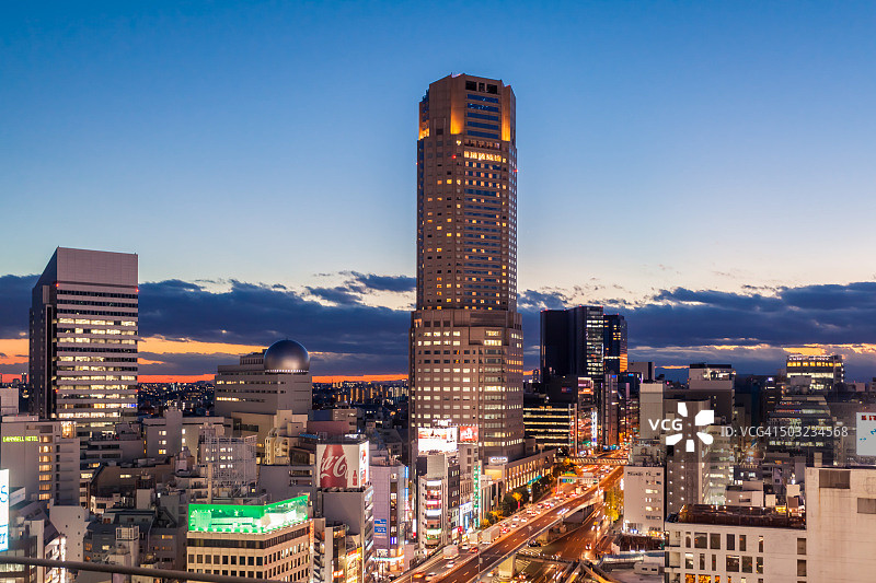 日本东京涩谷夜景鸟瞰图片素材