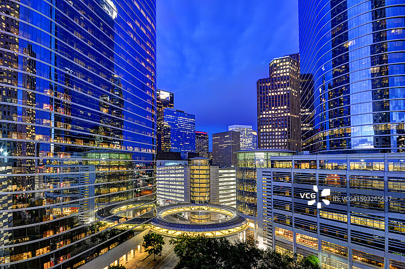 休斯顿市中心蓝色时刻图片素材