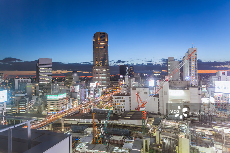 日本东京涩谷夜景鸟瞰图片素材