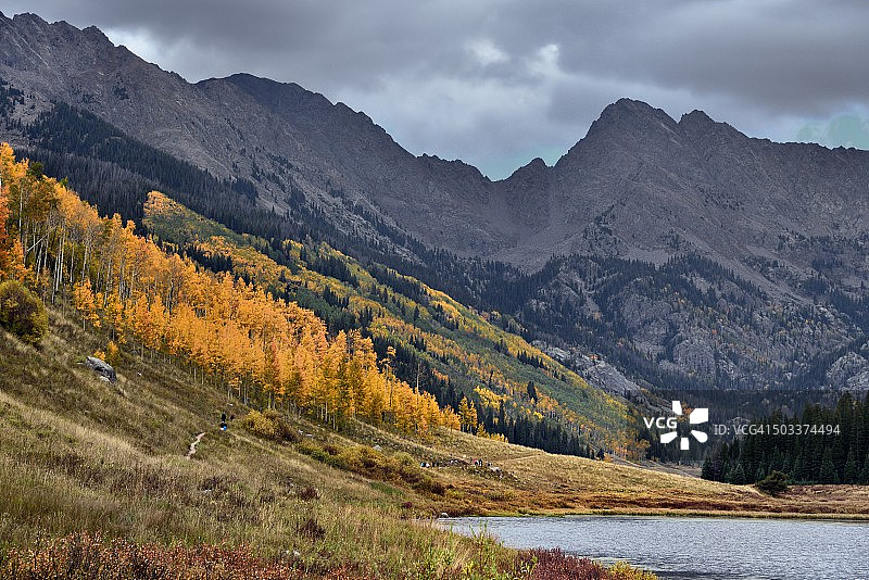 在派尼湖牧场的小路上行走图片素材