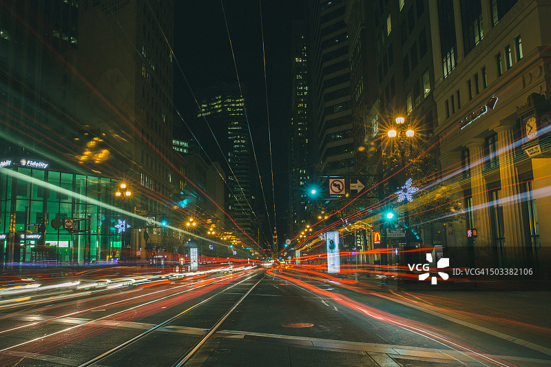 旧金山市场街的光轨图片素材