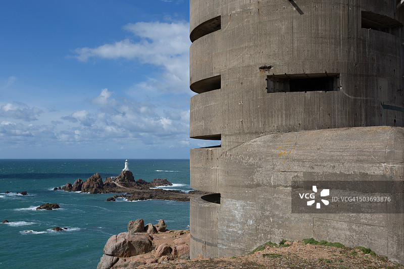 二战时期位于泽西岛拉科比埃的德国军事观察塔图片素材