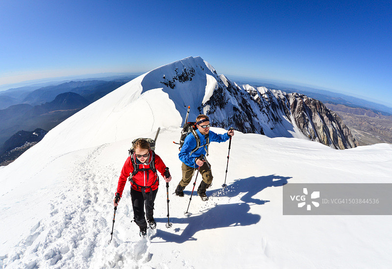 圣海伦斯山的登山者图片素材