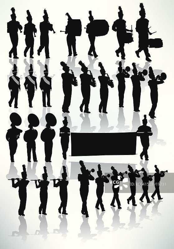 行进乐队剪影图片素材