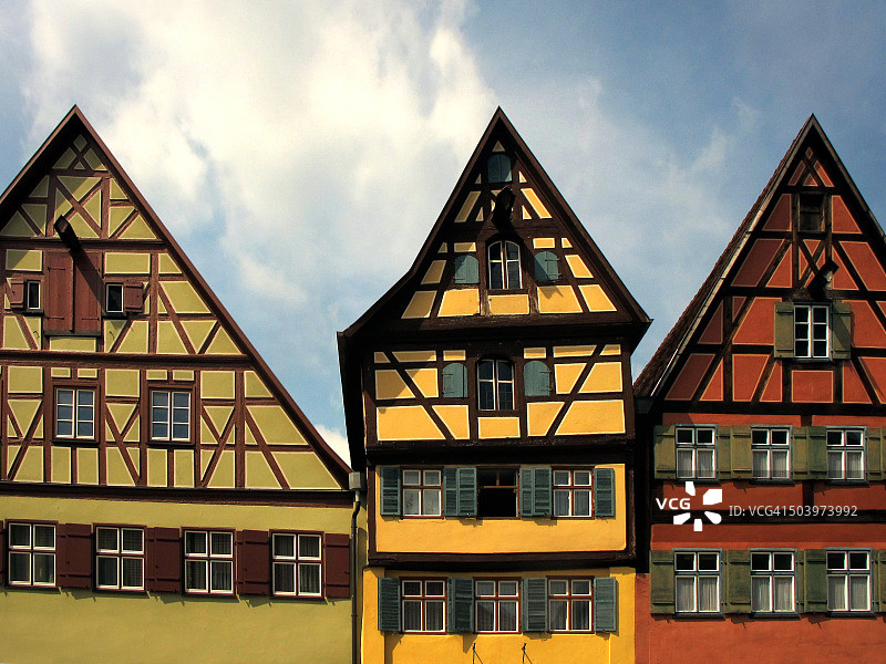 德国巴伐利亚丁克斯比尔的桁架房屋图片素材