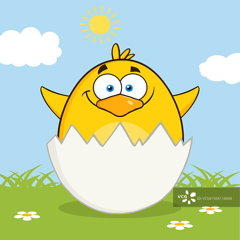 破壳而出的小黄鸡卡通形象图片素材