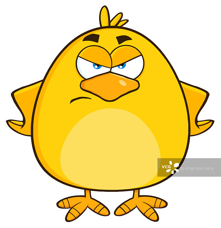 愤怒的黄色小鸡卡通角色图片素材