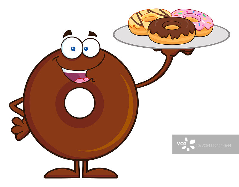 供应甜甜圈的巧克力甜甜圈卡通人物图片素材