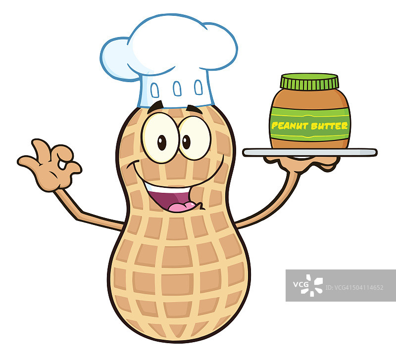 趣味厨师花生卡通吉祥物图片素材