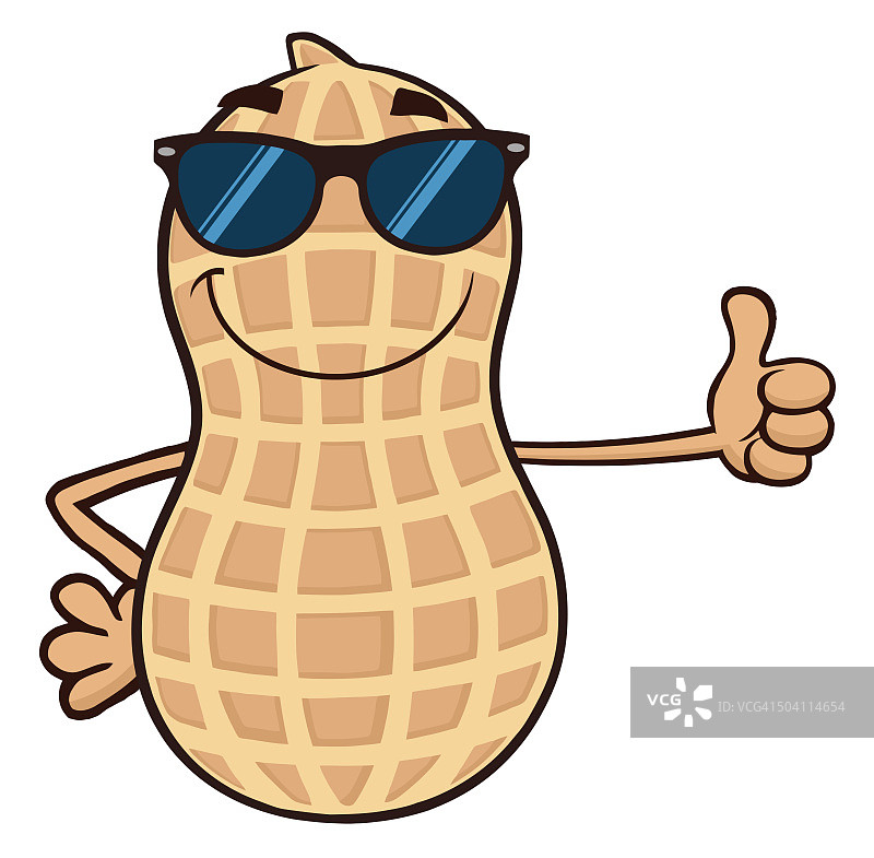 戴太阳镜的有趣花生卡通吉祥物图片素材