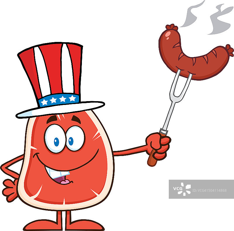 美式牛排卡通吉祥物图片素材