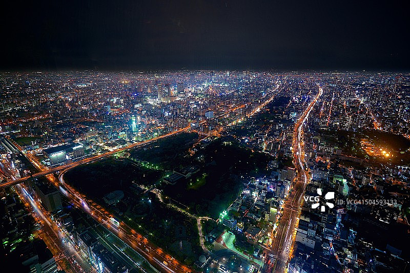 大阪天王寺区超广角夜景图片素材