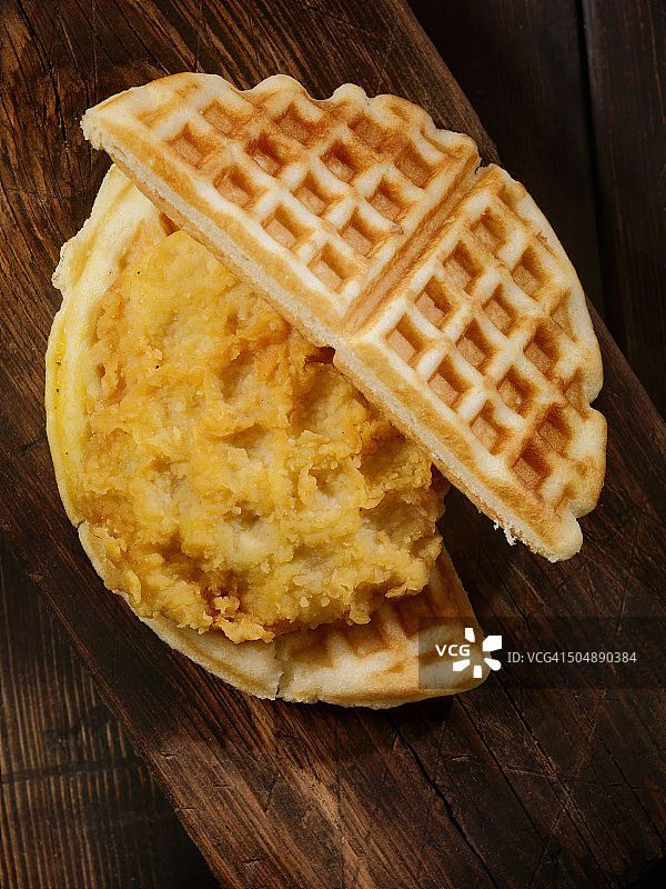 炸鸡华夫饼三明治图片素材